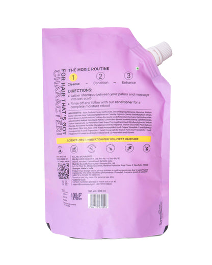 Hyaluronic Acid Repairing Shampoo back product photo with ingredients and directions