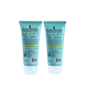 Back view of Moxie Rinse & Shine shampoo and conditioner duo showing product packaging and details