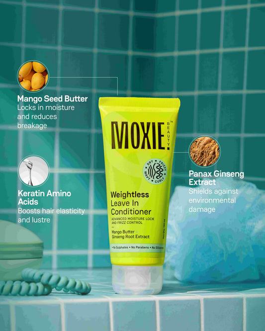 Moxie weightless leave-in treatment providing moisture, frizz control and enhanced wave definition