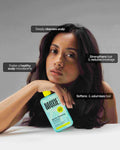 Gentle shampoo benefits including deep scalp cleansing, softening and volumising hair