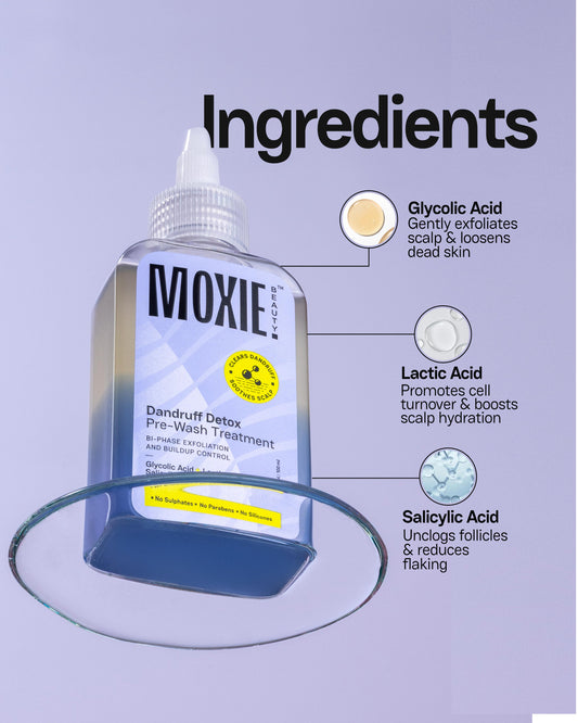 Moxie Beauty Dandruff Detox Pre Wash Treatment for dandruff free scalp