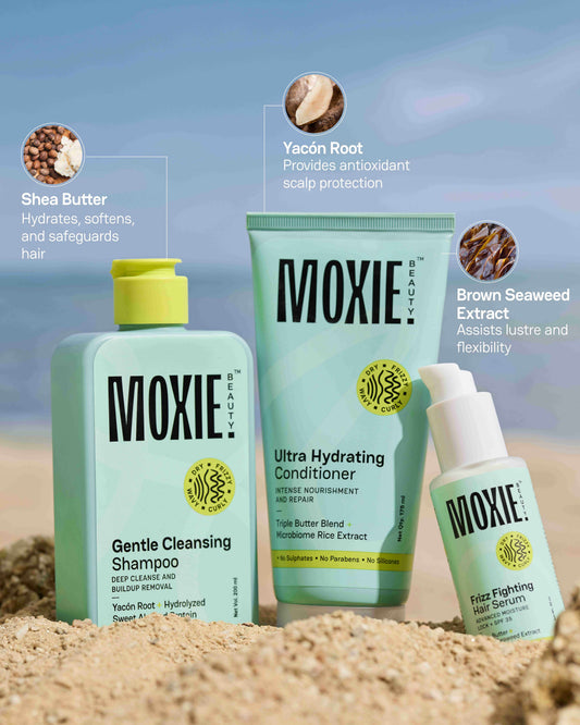 Moxie Beauty Ditch the Frizz Trio anti frizz hair care combo set