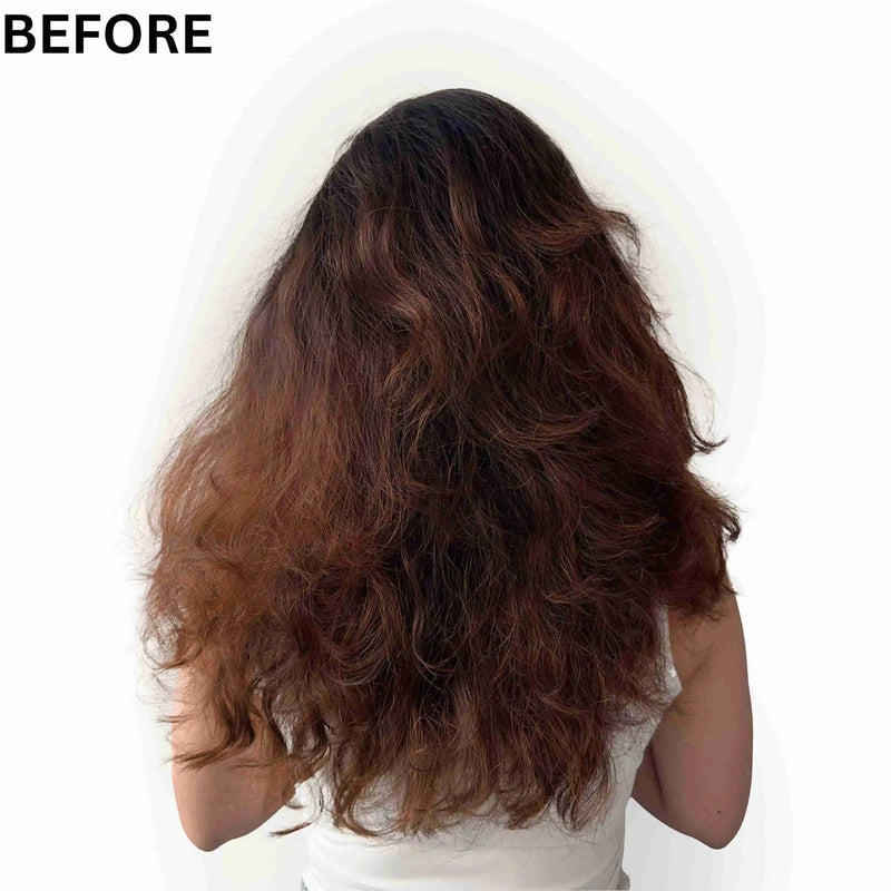 Dry wavy hair appearance before using Moxie wavy hair products