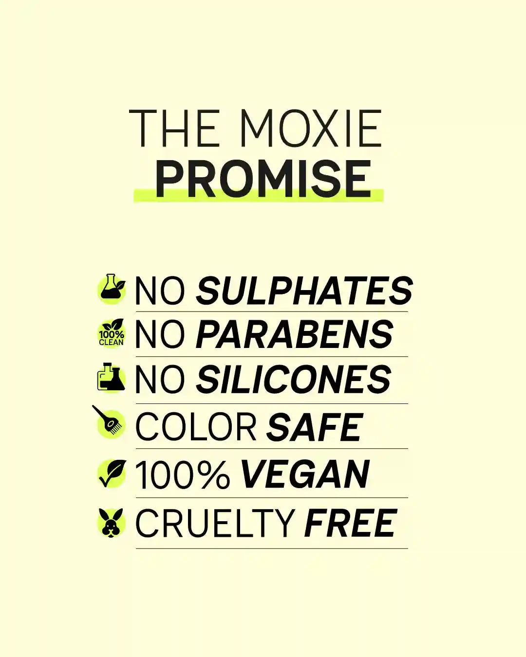 The Moxie Promise highlighting clean, ethical and hair-safe beauty standards
