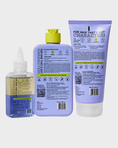 
Moxie Beauty Scalp Essentials Trio back product with ingredients and directions