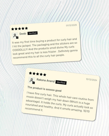 Customer reviews sharing experiences with Moxie products on wavy hair